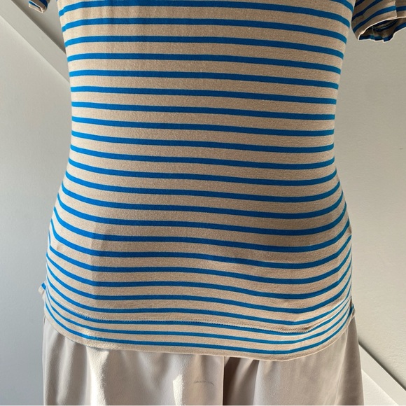 Max Mara Tan and BlueStripe Short Sleeve Shirt - M (fits small) - Picture 10 of 14